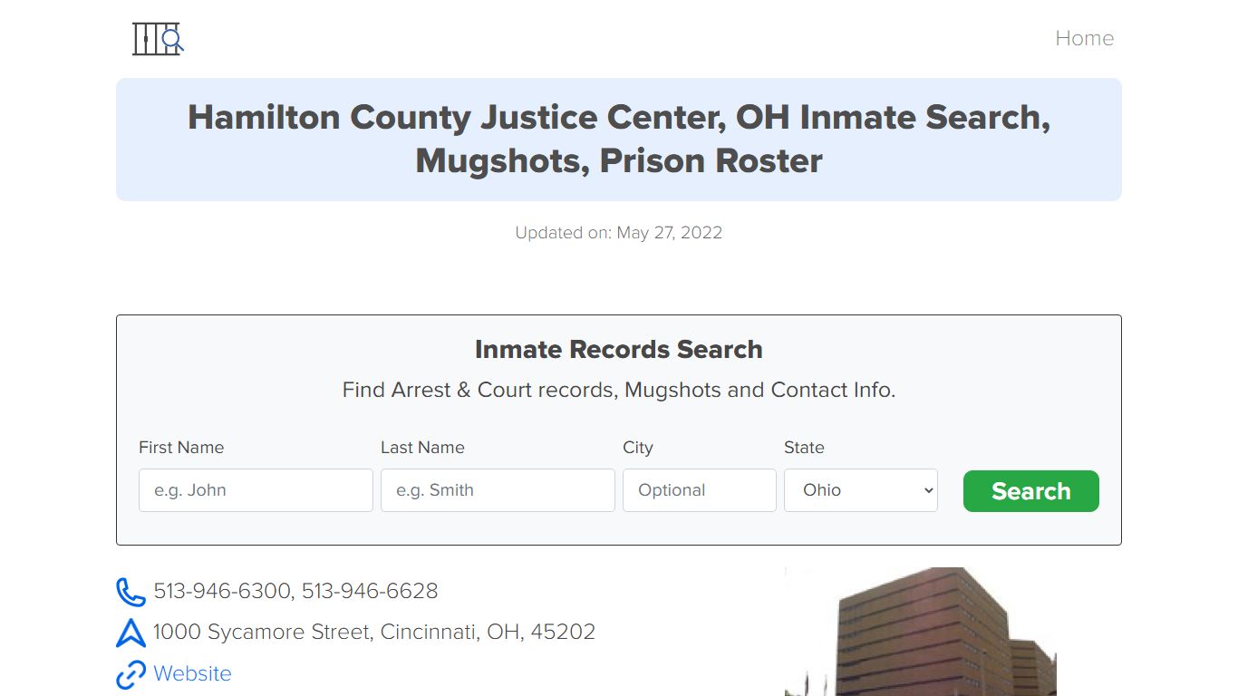 Hamilton County Justice Center, OH Inmate Search, Mugshots ...