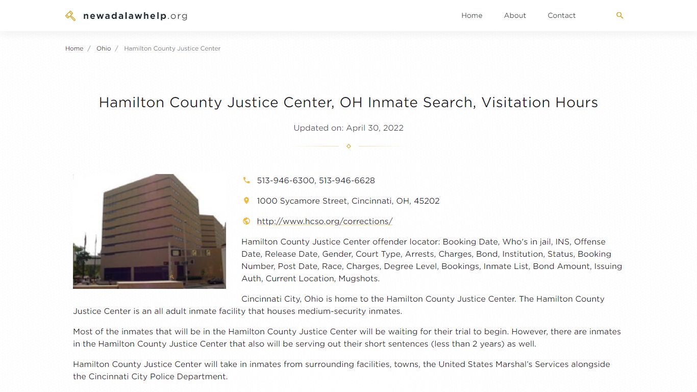 Hamilton County Justice Center, OH Inmate Search ...